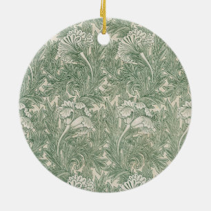 Décoration En Céramique William Morris Vert Sauge Motif Tulipe : Vintage
