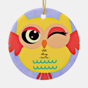 Décoration En Céramique Winking Owl Ornament Round