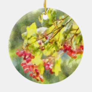 Décoration En Céramique Winter Berries Watercolor