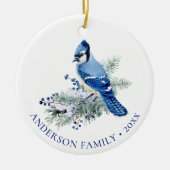 Décoration En Céramique Winter Blue Jay Family Photo Christmas (Devant)