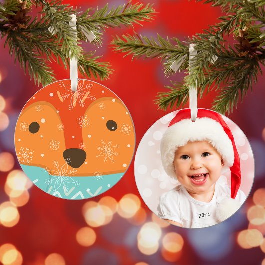 Décoration En Céramique Winter Fox Photo and Year Christmas