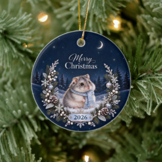 Décoration En Céramique Winter Night Christmas Hamster 2026 Ornament