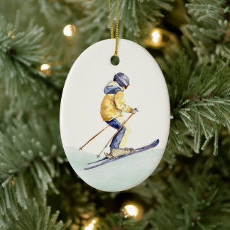 Décoration En Céramique WINTER SLOPES Skier