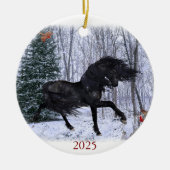 Décoration En Céramique Winter Wonderland Friesian Horse Ornament (Devant)