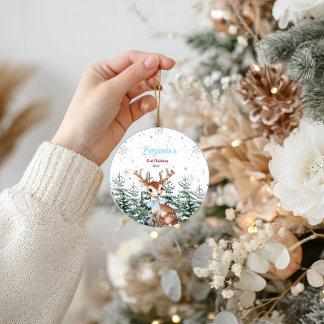 Décoration En Céramique Winter Woodland Animal Baby First birthday