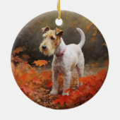 Décoration En Céramique Wirefox Terrier en automne Leaves automne Inspire (Dos)