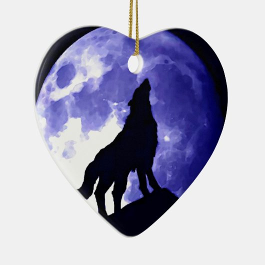 Décoration En Céramique Wolf Silhouette & Pleine lune (Droite)