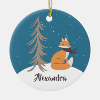 Décoration En Céramique Woodland Animals Christmas Fox Ceramic Ornament