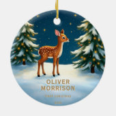 Décoration En Céramique Woodland First Christmas Photo (Dos)