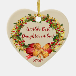 Décoration En Céramique World Best Daughter inlaw Antique Wreath Christmas