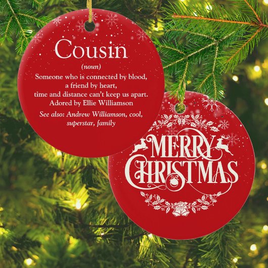 Décoration En Céramique World's Best Ever Cousin Definition Snowflakes
