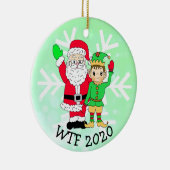 Décoration En Céramique WTF 2020 Père Noël et Elf dans Facemask (Droite)