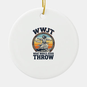 Décoration En Céramique WWJT Que jetterait Jésus T-shirt disque vintage_1