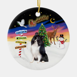 Décoration En Céramique Xmas Magic - Bichon noir Shetland Sheepdog