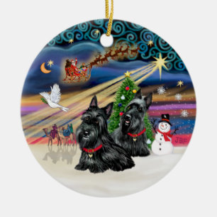 Décoration En Céramique Xmas Magic - Scotties (DEUX)