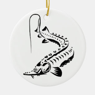 DÉCORATION EN CÉRAMIQUE >XMAS ORNAMENT -STURGEON FISH -AMU DARYA TRIBAL