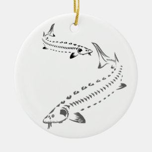 DÉCORATION EN CÉRAMIQUE >XMAS ORNAMENT -STURGEON FISH -DOUBLE TRIBAL