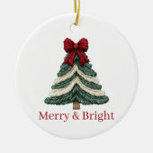 Décoration En Céramique Yarn Faux Embroidery Christmas Tree Merry Bright (Devant)