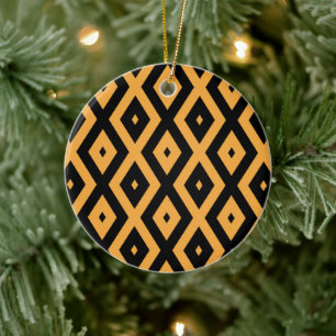 Décoration En Céramique Yellow and black diamond pattern