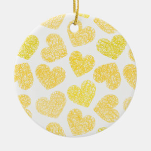 Décoration En Céramique Yellow hearts Ornament