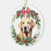 Décoration En Céramique Yellow Lab Retriever Red Bow Holly Wreath (Gauche)