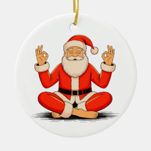 Décoration En Céramique Yoga Santa Namaste Méditation Noël Vacances