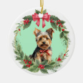 Décoration En Céramique Yorkie Chien Chien Chien Rouge Bow Holly (Devant)