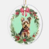 Décoration En Céramique Yorkie Chien Chien Chien Rouge Bow Holly (Gauche)