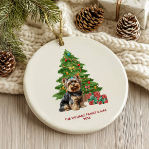 Décoration En Céramique Yorkie Chien Noël Personnalisé