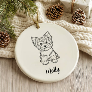 Décoration En Céramique Yorkie de Noël personnalisé