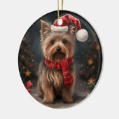 Décoration En Céramique Yorkshire Terrier Dog dans la neige Noël (Gauche)