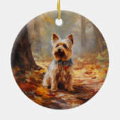 Décoration En Céramique Yorkshire Terrier en automne Leaves automne Inspir (Dos)