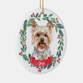 Décoration En Céramique Yorkshire Terrier Noël Elégant Aquarelle Chien (Droite)