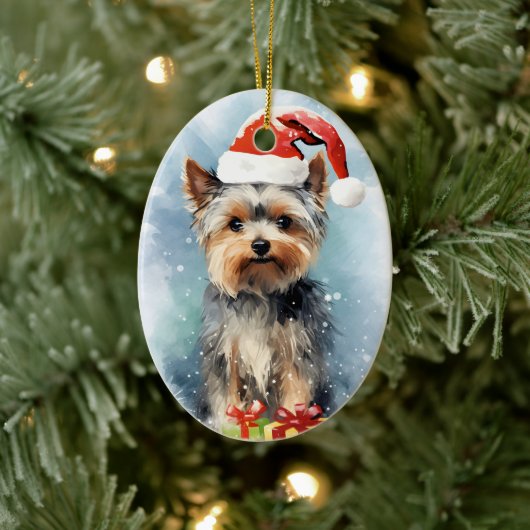 Décoration En Céramique Yorkshire Terrier peinture de Noël (Arbre)