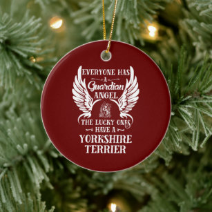 Décoration En Céramique Yorkshire Terrier pet dog guardian angel