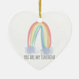 Décoration En Céramique You are my sunshine watercolor painted rainbow