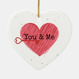 Décoration En Céramique You & Me Cute Key et Red Heart Valentines Day