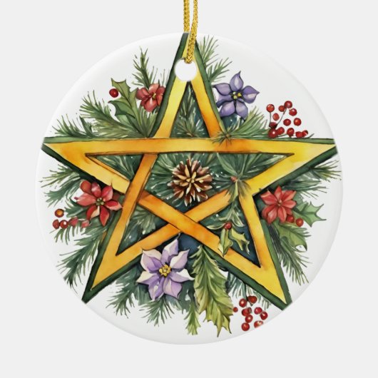 Décoration En Céramique Yule Tree Winter Solstice Verdure Wicca Pentacle (Devant)