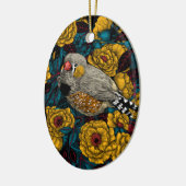 Décoration En Céramique Zebra finch et buisson rose (Gauche)