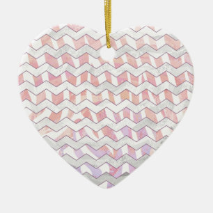 Décoration En Céramique Zebra rose et blanc Chevron