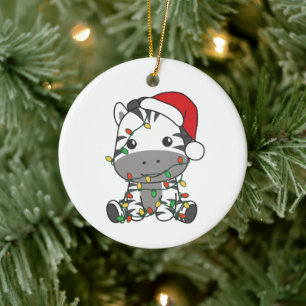 Décoration En Céramique Zèbre Noël Animaux d'hiver Fêtes Zèbres