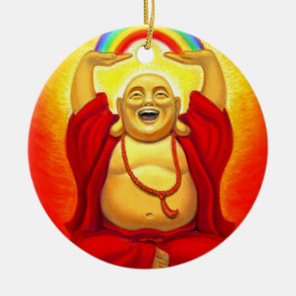 Décoration En Céramique Zen chanceux riant l'ornement de Bouddha