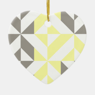 Décoration En Céramique ZigZag géométrique jaune et argent