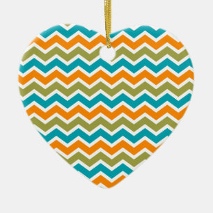 Décoration En Céramique Zigzag tribal vibrant de paon