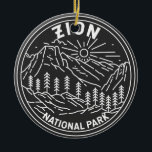 Décoration En Céramique Zion National Park Utah Vintage Monoline<br><div class="desc">Design monoline du parc national de Zion. Le parc est une réserve naturelle du sud-ouest de l'Utah qui se distingue par les falaises rouges abruptes de Zion Canyon.</div>