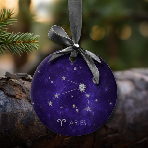 Décoration En Céramique Zodiac Purple Aries   Horoscope d'astrologie cosmi