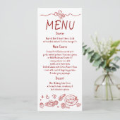 Décoration fantaisiste funky Menu de mariage rouge (Debout devant)