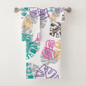 décoration feuille serviette de bain (En situation)