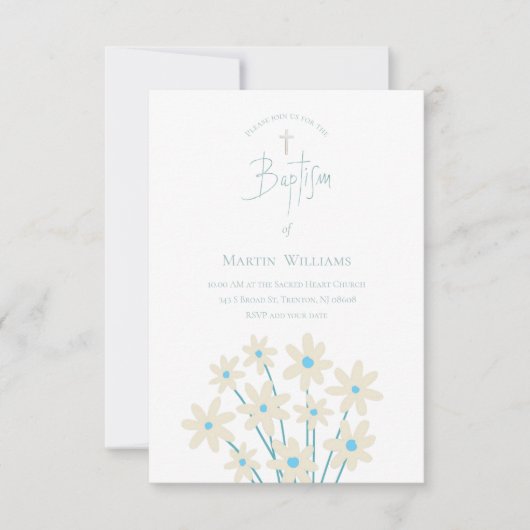 décoration fleurie rustique | Invitation au baptêm (Devant)