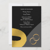 décoration mariage or noir glamour invitation (Devant)